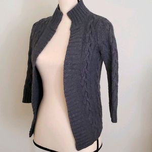 Banana Republic Gray High Neck Cable Knit Cardigan